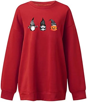 Női Halloween Plus Size Pullovers Szórakoztató Nyomtatási kép Kerek Nyakú Hosszú Ujjú Őszi Kabátok Női Divatos