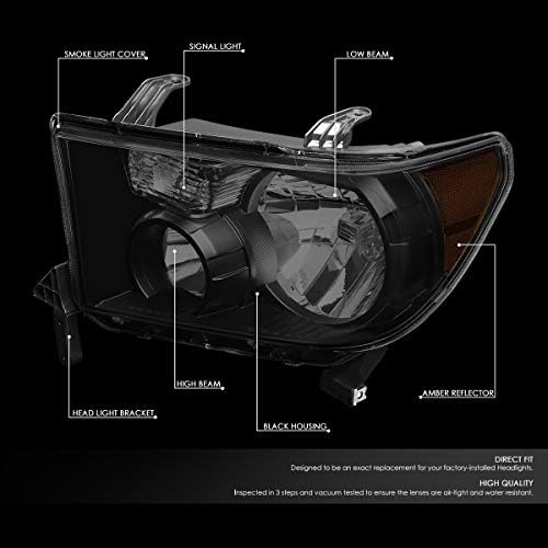 Pár Fekete Ház Füstölt Lencse Amber Sarokban Fényszóró Fényszóró Készlet Kompatibilis a Toyota Tundra/Sequoia XK50 XK60