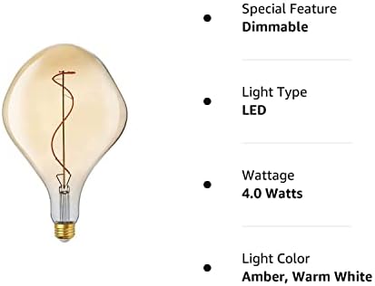 ALAMPEVER Amber Túlméretezett Szabályozható Edison LED Izzók, 2200K Amber Fehér, 4W (25W Egyenértékű), 200LM, E26 Közepes