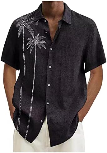 Férfi Hawaii Beach Holiday Ing Tropikus Grafikus Rövid Ujjú T-shirt egyszínű V-Nyakú Gomb Lefelé Maximum