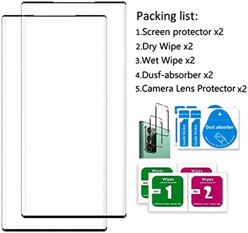 Micger Galaxy Note 20 képernyővédő fólia【2+2 Csomag】 A Kamera Lencséjét Védő, Kompatibilis Ujjlenyomat, Könnyű Telepítés,3D-s