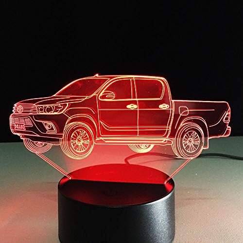 Jinnwell 3D-s Autó, Teherautó Éjszakai Fény Lámpa Illúzió Led 7 Színű Megváltoztatása Érintse meg a Kapcsoló Táblázat Pult