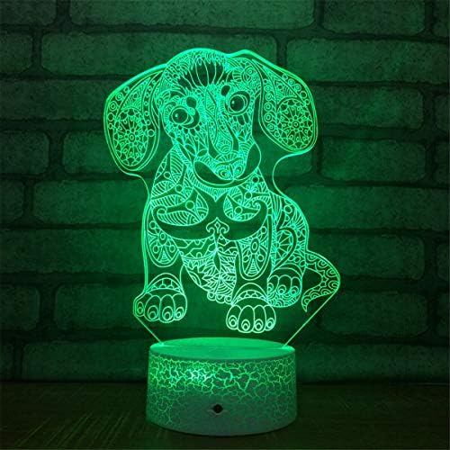 Jinnwell 3D Kutya Éjszakai Fény Lámpa Illúzió Led 7 Színű Megváltoztatása Érintse meg a Kapcsoló Táblázat Asztal Dekoráció
