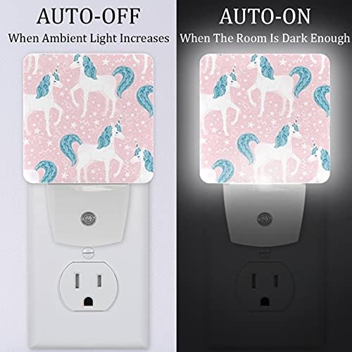 2 Csomag Auto Alkonyat-hogy-Hajnal-Érzékelő, Éjszakai Fények Galaxy Rózsaszín Egyszarvú Plug-in Home Office Dekoratív Lámpa
