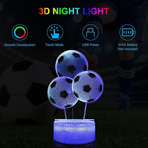 3D Foci Éjszakai Fény, LED Illúzió Labdarúgó Asztal, asztali Lámpa, 3 Színben Smart Touch Éjjeli, Dekoratív Világítás jó