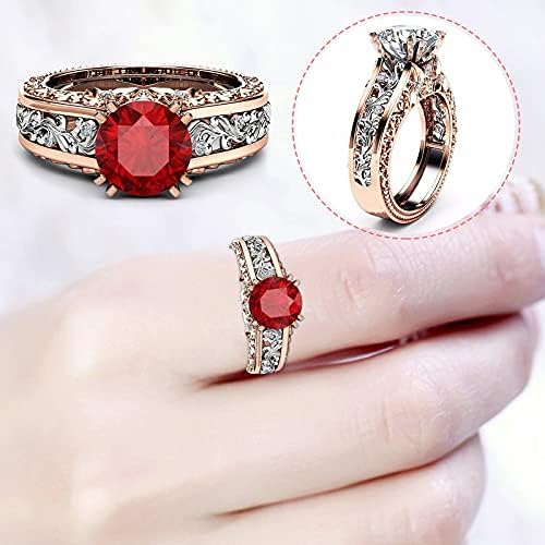 Arany Gyűrű, Ékszerek Bevonatú Alufelni Ajándék Színes Női Rózsa Gyűrű Szétválasztás Gyűrűk Gyűrű Lánya (Piros, 9)