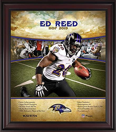 Ed Reed Baltimore Ravens Keretes 15 x 17 Hall of Fame Karrier Profil - NFL Játékos Plakkok, valamint Kollázsok