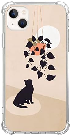 Oubliert Fekete Macska, Cserepes Növény Esetében iPhone 13, Esztétikai Bohém Minimalista Macska Botanikus Esetben Kompatibilis
