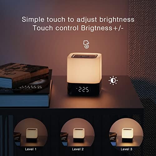 Elecstars LED Ébresztő Óra Bluetooth Hangszóró - Hordozható Este Könnyű Érintés Érzékelő Éjjeli Lámpa Szabályozható asztali