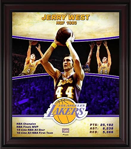 Jerry West Los Angeles Lakers Keretes 15 x 17 Keményfa Klasszikusok Játékos Kollázs - NBA Játékos Plakkok, valamint Kollázsok