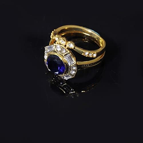 2023 Új Részt Kő Divat Cirkon Női Gyűrű Kék Gyűrű, Ékszerek, Fényes Ékszer Kerek Gyűrű Magasságra Lenn Lánya Gyűrű (Arany,