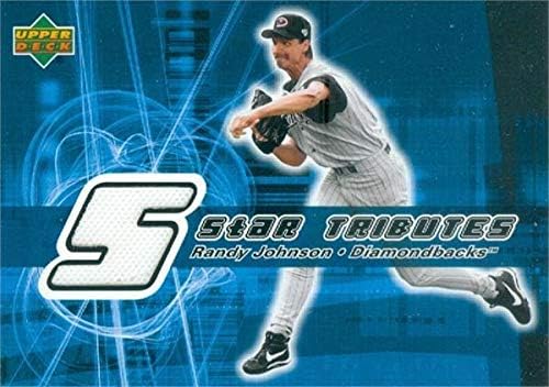 Randy Johnson játékos kopott jersey-i javítás baseball kártya (Arizona Diamondbacks) 2002 Felső szint Csillag Adót STRJ