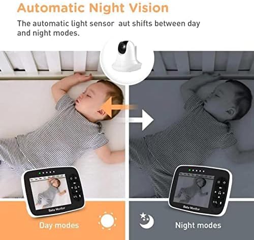 Yunseity babamonitor, Vezeték nélküli Smart Videó Baba Monitor, Kamera, 3.5 LCD Kijelző Biztonsági Bébi Kamera, Infravörös,
