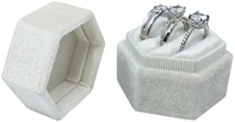 Hatszög Bársony Gyűrű Box - Prémium Antik Kézzel készített 3 Slot Kis Gyűrűs Dobozt az Esküvő Javaslatot Eljegyzési Ajándékot