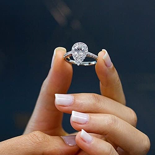 Yistu Gyűrűk Nők Csepp Alakú Teljes Üreges Faragás Alakú Szerelem Gyűrű Gyémánt Gyémánt Víz Divat Gyűrű Méret: 5 Gyűrűk a