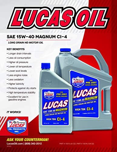 Lucas Oil 10076 SAE 15W-40-es Magnum Magas TBN CI-4 Olaj 1 Liter