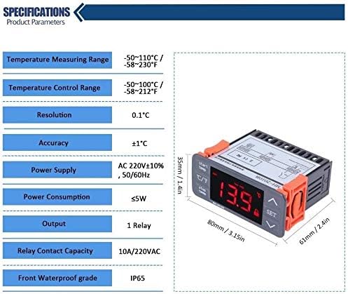 ZYM119 Digitális Hőmérséklet Szabályzó - Ac220V Digitális LED Hőmérséklet szabályozó Touch-Kulcsok °C/°F Hűtés-Fűtés Termosztát