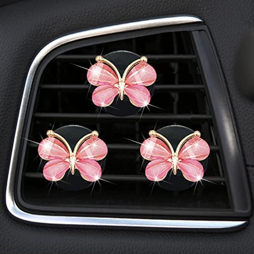 Aranyos Pillangó Szellőző Klip,3 Db Rózsaszín Pillangó Autó Illatosítók Szellőző Klipek Tartós Autó Diffúzor Autó Belső Dekoráció