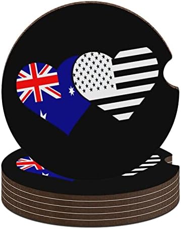 Ausztrál Zászlót, Amerikai Zászló Kerek Autó Alátétek Aranyos pohártartó 2.56 Hüvelyk Italt Abszorbens