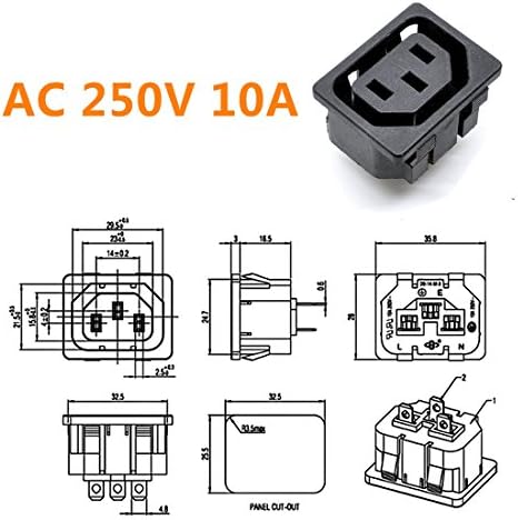 Oiyagai 10db AC 250V 10A IEC 320 C13 Panel szerelő Csatlakozó Aljzat