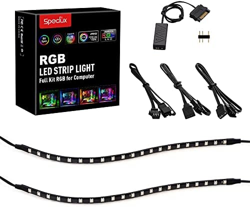 Speclux PC Címezhető RGB LED Szalag Világítás Készlet Mágneses PC Esetben Világítás, 2DB 42LEDs ARGB Szalag az 5V 3pin RGB