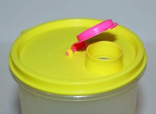 Tupperware Vintage Handolier 1.5 Liter Dobó a Puszta Neon Sárga, Rózsaszín Pecsét