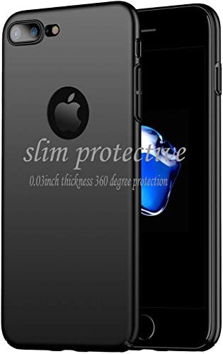 Telefon tok iPhone 7 + 8 Plusz Vékony Védő iPhone 7 Plus Esetben 8 Plusz Esetben Prémium Anyag PC Kemény Borító (Fekete)