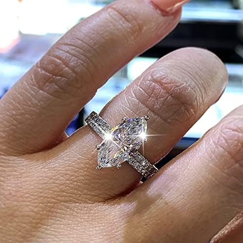 2023 Új Női Vintage Teljes Gyémánt Eljegyzési Gyűrű Esküvői Cirkon Gyűrű, Ékszerek, Ajándék Beszélgetés Szív Gyűrű (Ezüst,