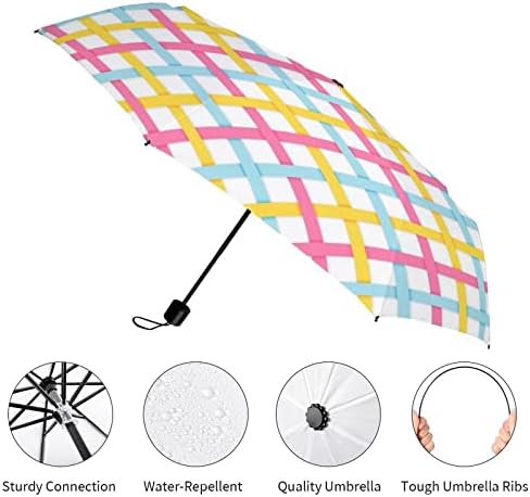 Színes Csíkos Vonalak Elegáns Minta Utazási Esernyő Tartós Szélálló Összecsukható Esernyő Eső Hordozható Esernyő Auto nyit-zár