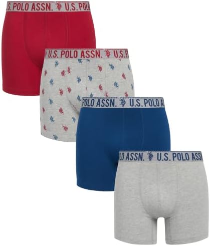 US Polo Assn. Férfi Fehérnemű - Teljesítmény Szakaszon boxeralsót a Kényelem Tasak (4 / Csomag)
