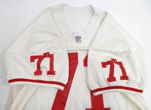 1980-as évek 1990-es évek Elején a San Francisco 49ers 71 Játék Használt Fehér Jersey 52 692 - Aláíratlan NFL Játék Használt
