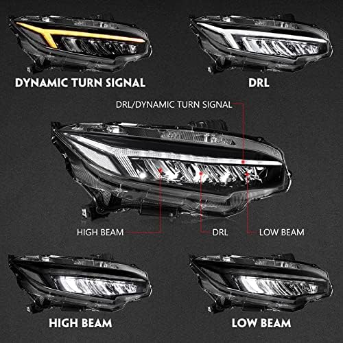 Huray LED Fényszórók 10 Gen -2022 Honda Civic, Fényszóró rendszerek Szekvenciális indexet a Civic Sedan/Coupé/Limuzin,