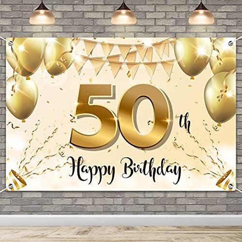 HAMIGAR 6x4ft Boldog 50-ik Születésnapját Banner Háttérben - 50 Éves Szülinapi Dekoráció, Party Kellékek a Nők számára -