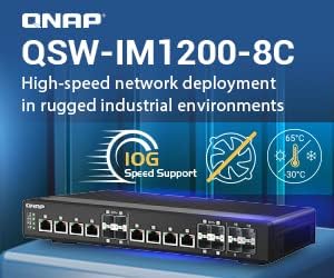 QNAP 12-Port 10 gbe Sikerült Hálózati Kapcsoló (QSW-IM1200-8C-USA). Ipari Minőségű Ventilátor Nélküli, Layer 2, Web Menedzsment