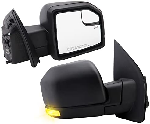 Utas Vezető Oldali Tükör Kompatibilis a 2015-2020 közötti Ford F150 Turn Lámpa,Elektromos Fűthető Visszapillantó Tükör Szerelés-Fekete