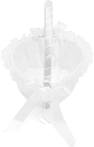 Fehér Virág Lány Kosár Esküvők, Virág, Szív, Íj Design (6 x 9 x 3)
