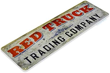 Tinworld Adóazonosító Jel Piros Teherautó Kereskedelmi Vállalat Retro Rusztikus Auto Shop Garázs Fém Tábla Dekoráció B583