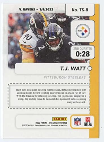 2022 Panini Prestige időbélyeggel 8 T. J. Watt Pittsburgh Steelers az NFL Labdarúgó-Trading Card