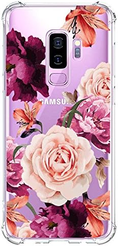 Galaxy S9 Plusz Esetben a Lányok Tiszta Piros Virág Minta Design Ütésálló Védő Aranyos Virágos hátlap Samsung Galaxy S9 Plusz
