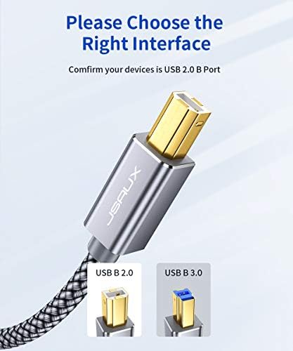 JSAUX Nyomtató Kábel, 6.6 FT USB Nyomtató Kábel 2.0 Típusú Férfi B Férfi Kábel Szkenner Kábel Nagy Sebességű Kompatibilis
