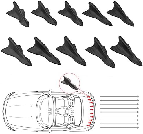 POSENG Rugalmas 10db Szénszálas cápauszony Test Diffúzor Örvény Generátor Dekoráció Evo Stílus Autó Teherautó SUV Tető Spoiler,