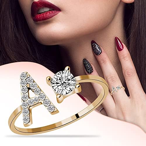 26 Betű Női Divatos Ékszerek Nyitó Gyűrű Gyémánt Gyűrűk Barátok Gyűrű