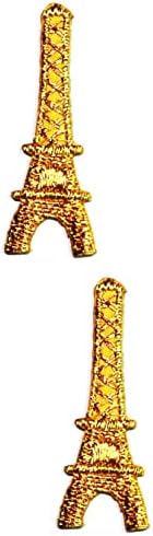 Kleenplus 2db. Mini Arany Eiffel-Torony, Párizs, Franciaország francia Mérföldkő Rajzfilm Hímzett Vasalót Varrni A Jelvényt