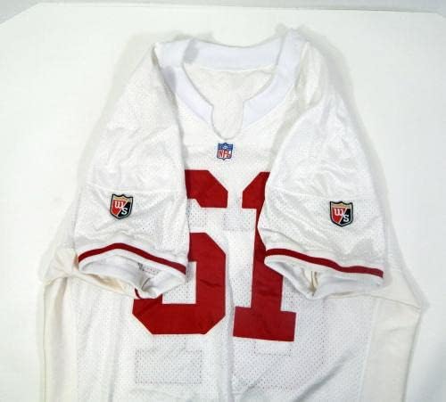 1995-ben a San Francisco 49ers Jesse Sapolu 61 Játék Kiadott Fehér Jersey 52 DP30230 - Aláíratlan NFL Játék Használt Mezek