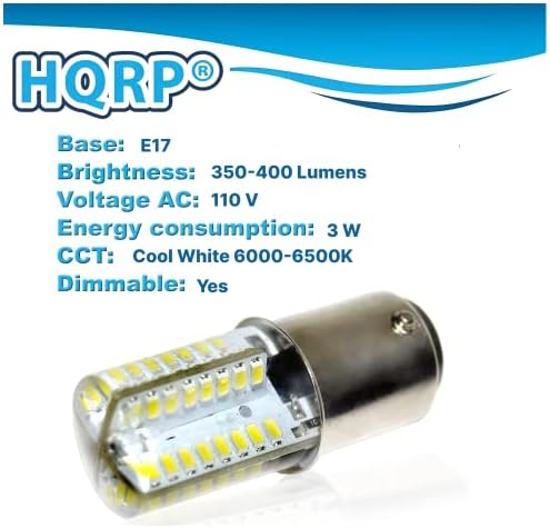HQRP 110V E17 Bázis Szilikon Kristály Szabályozható LED Izzó hideg Fehér Kompatibilis Samsung RM255BARB / RM255LABP / RM255LASH