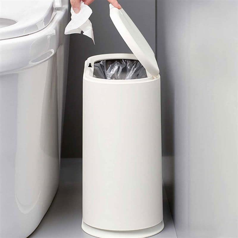 UYSVGF Vékony Műanyag Kuka, Szemetes 10L Nyomja meg a Felső Fedelet,Fehér szemetes Fürdőszoba, Nappali (Szín : D, Méret :