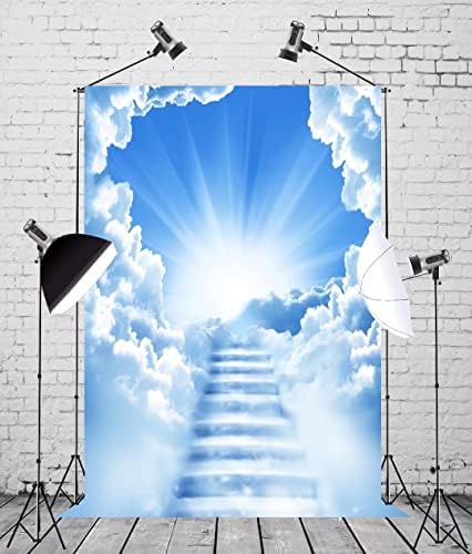 BELECO 5x7ft Szövet Mennyország Hátteret, Lépcsők, a Mennybe Fotózás Hátteret, Paradicsom Lépcső Szent Fény Húsvét Háttérben