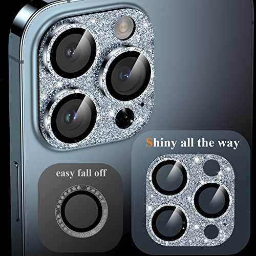 YWXTW iPhone 13 Pro/iPhone 13 Pro Max Kamera Lencséjét Védő, [4 Gen Új Bling Design] Csillogó Fényes Gyémánt, Fém Gyűrű Edzett