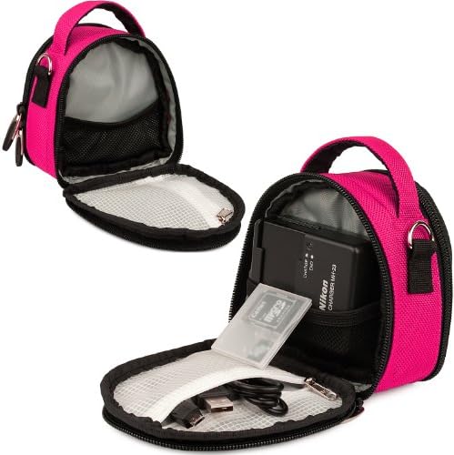 Mini Utazási válltáska hordtáska (Rózsaszín) a Fujifilm FinePix T, Z, EXR Pont Lőni Kompakt Digitális Fényképezőgép