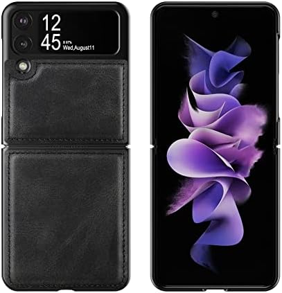 Cresee tok Samsung Galaxy Z Flip 3 5G (2021), PU Bőr hátlap, Kemény PC Védő Héj Vékony Telefon Esetében a Galaxy Z Flip3